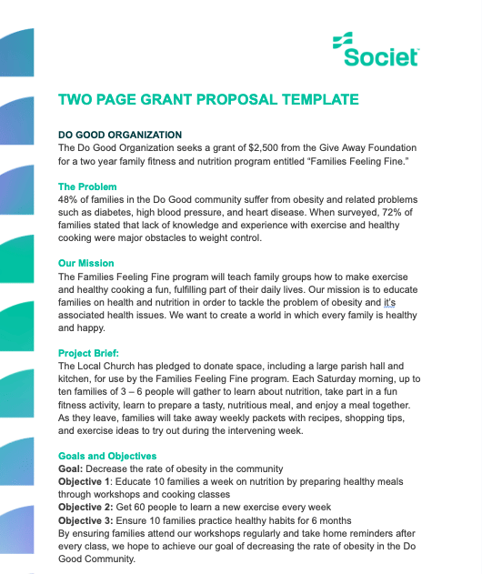 2 page grant proposal