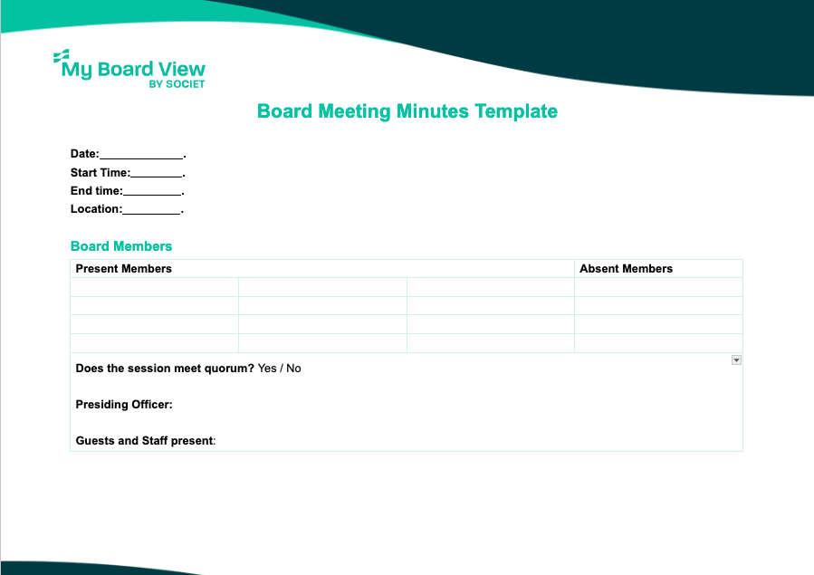 Board Meeting Minutes Template