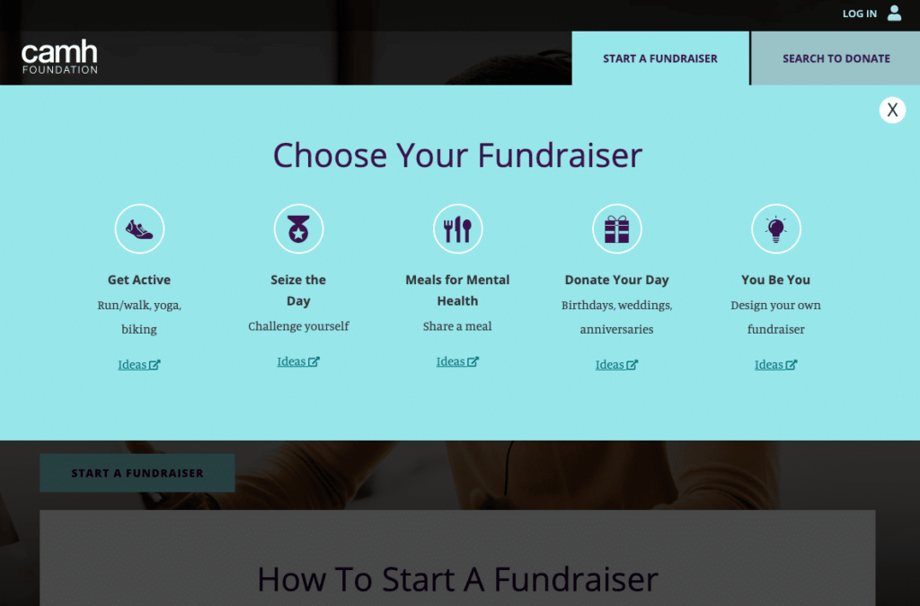 Virtual            Fundraising - Screen Shot
