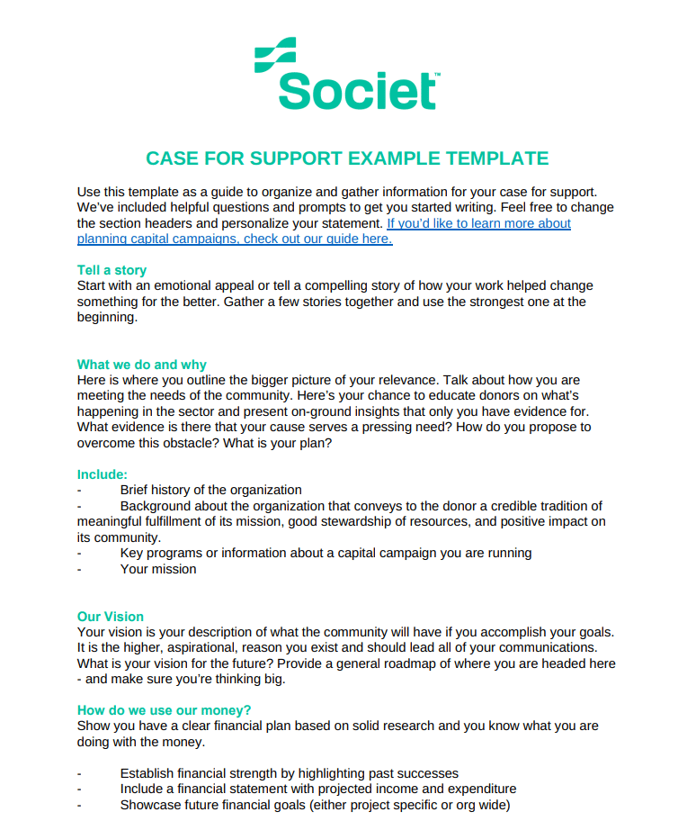 sample case for support template