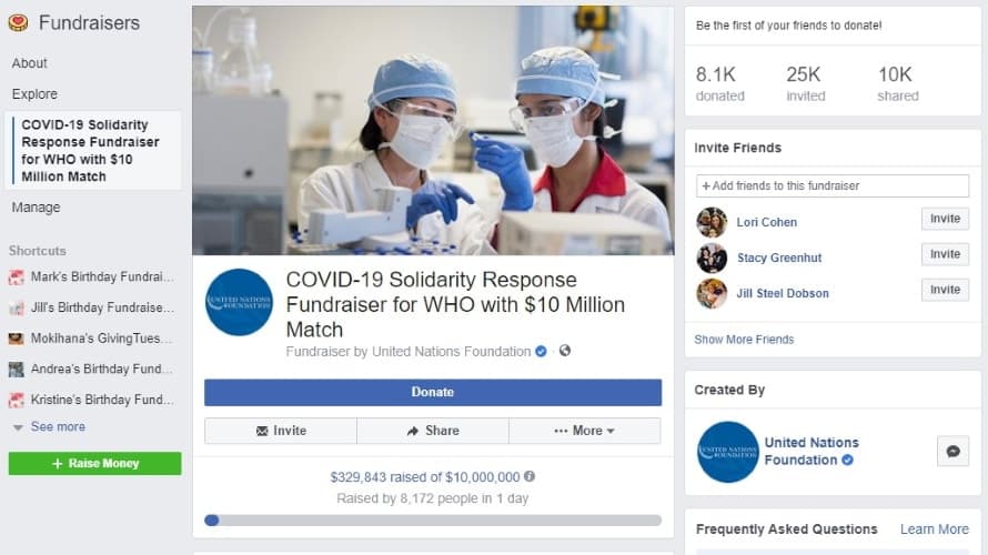 facebook fundraising